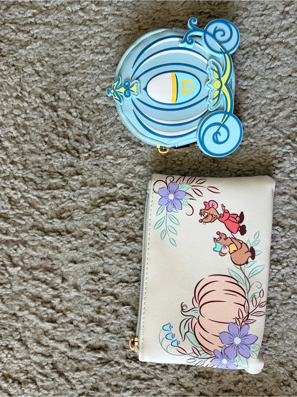 Disney Clear Cosmetic Bag with Pastel Pink Pumpkins & Blue Castle